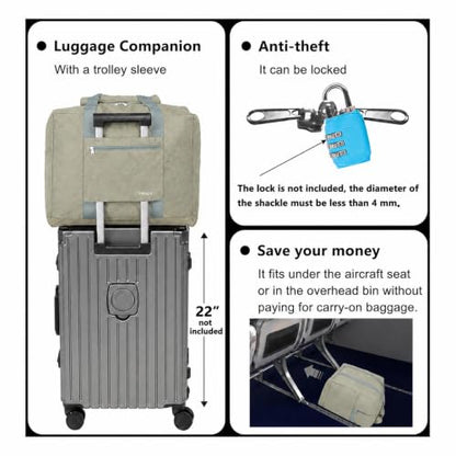 Foldable Travel Duffle Bag with Trolley Sleeve 40L Travel Bag - color: Grey
