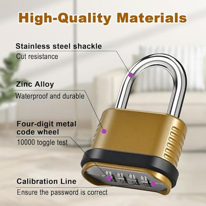 1pcs Golden Combination Lock, 4-Digit Heavy Duty Combo Lock - style: 1pcs Short-Golden
