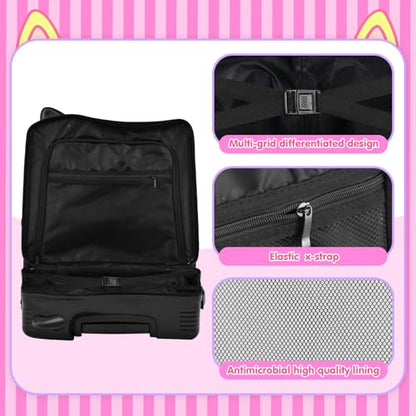 20" Kids Ride-On Suitcase with Rope, Carry-On Luggage with TSA Lock - color: Black