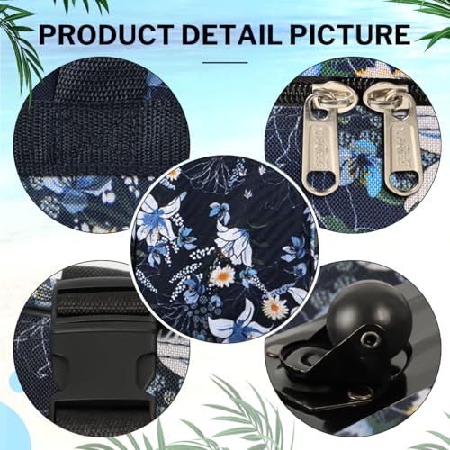 36'' Expandable Rolling Duffel Bag Suitcases w/Wheels,Foldable Luggage Bag - color: BlueLilies, size: 36"