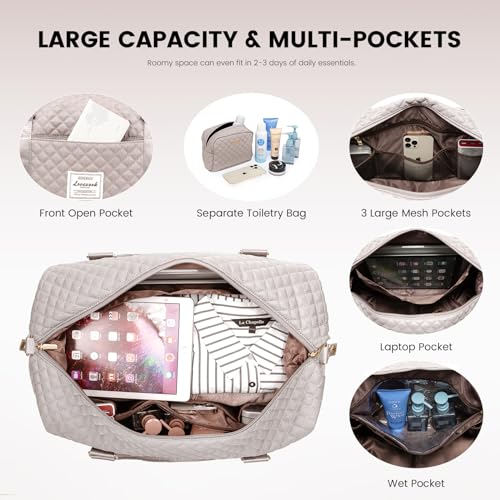 LOVEVOOK Travel Duffle Bag,Weekender Bags for Women with Shoe Compartment - color: Antiquewhite-b, size: Large-2 Pcs