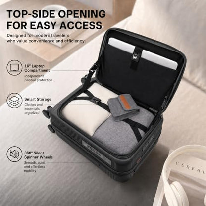 20" Carry On Luggage, Small Top Opening Suitcase, Black - color: Black