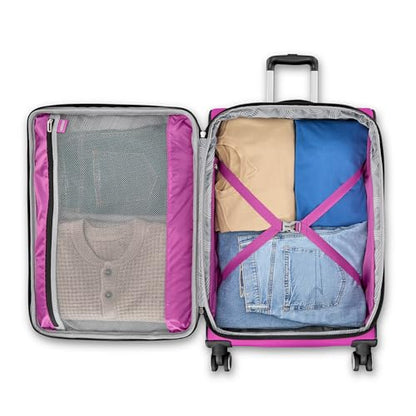 American Tourister 4 KIX 3.0 Checked-Large Softside Expandable Luggage with 4 Spinner Wheels, Hyper Violet - color: Hyper Violet, size: Large