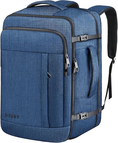 55L Extra Large Travel Backpack for Men, Expandable Carry On Backpack - color: Blue, size: 3X-Large(22"x14"x10")