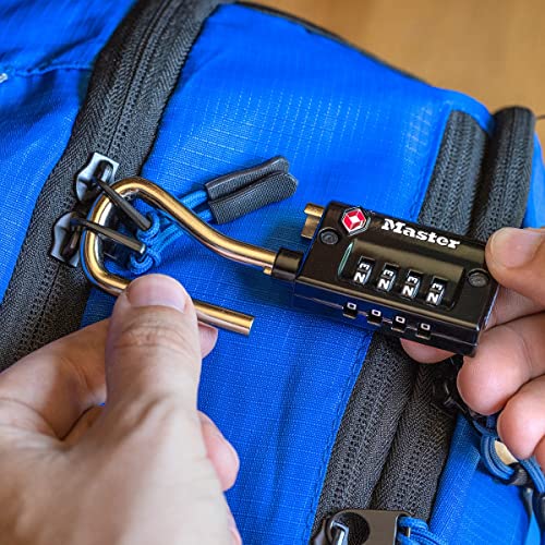 Master Lock Padlock, Set Your Own Combination TSA Accepted Luggage Lock, 1-5/16 in. Wide, 4696D, Black - size: 1 Pack