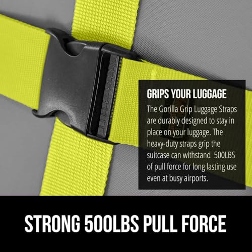 GORILLA GRIP Heavy Duty Luggage Straps for Suitcase, 2 Pack, Yellow - color: Yellow