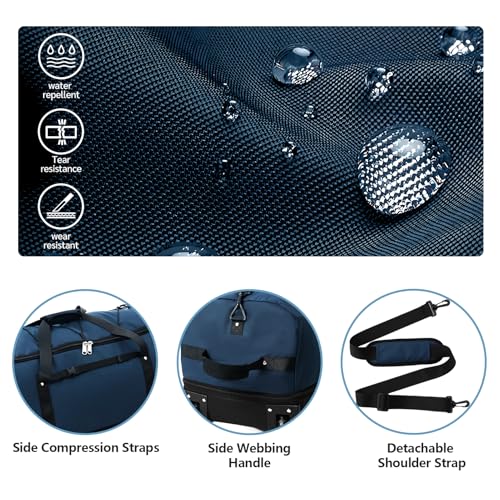 32" 1680D Oxford Duffle Bag w/Wheels, 110L-140L, Navy - color: Navy