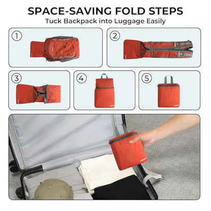 Small Hiking Backpack 13L Lightweight Foldable Travel Daypack for Men Women - color: Orange