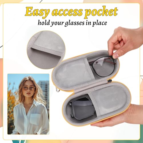 JATEBI Double Eyeglass Case 2 in 1 Hard Shell with Pouch Cleaning Cloth