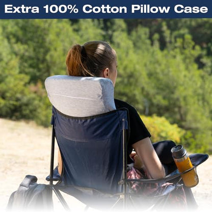 alkamto Travel & Camping Comfortable Memory Foam Pillow – Easy to Carry Portable Bag – Temperature Regulating Pillow Case - size: White Contour Travel + Extra Cover
