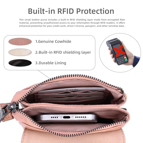 Iswee Rfid Blocking Small Crossbody Bag for Women Travel Classic Style - color: Pink