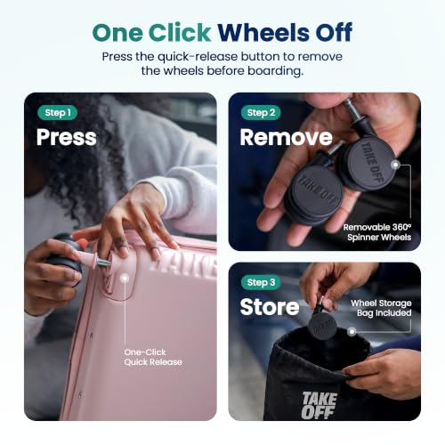TAKE OFF 18 Inch Personal Item Suitcase Removable Wheels Underseat Bag - color: Blue, size: 18" - Personal Item 4.0
