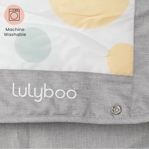 Lulyboo Waterproof Outdoor Blanket with Smart-Edge Snapping Corners, 60x60 Inch Picnic & Beach Blanket, Machine Washable, Foldable with Carrying Bag & Adjustable Strap, Sand & Grass Resistant
