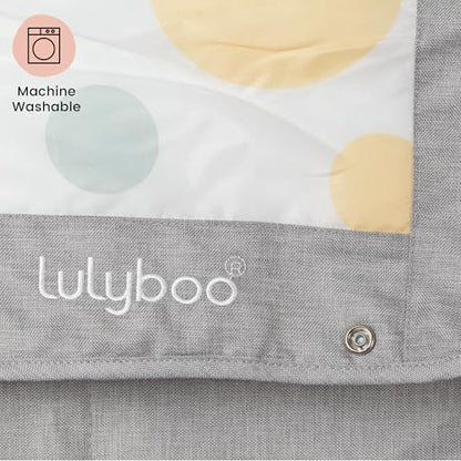 Lulyboo Waterproof Outdoor Blanket with Smart-Edge Snapping Corners, 60x60 Inch Picnic & Beach Blanket, Machine Washable, Foldable with Carrying Bag & Adjustable Strap, Sand & Grass Resistant