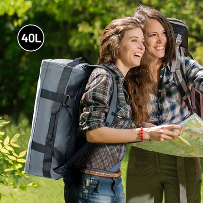 MIER 40L/60L/90L Water Resistant Backpack Duffel, Heavy Duty Duffle Bags - color: Gray, size: 60l