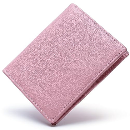 Bveyzi Ultra Slim Small RFID Wallet for Women, Leather Tiny Thin Bifold Pocket Ladies Wallet - color: Pink
