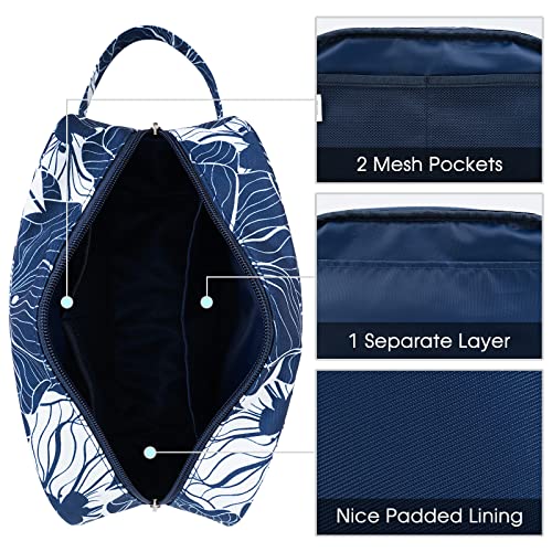 Narwey Travel Toiletry Bag for Women, Dopp Kit Men, Bathroom, Medicine Bag - color: Blue Lotus
