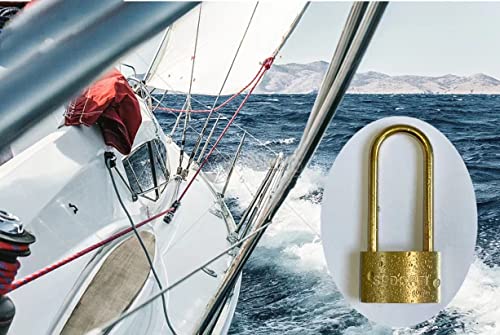 SEDORTI Weather Proof Lock, Solid Brass Padlock with Brass Long Shackle, 1-1/2" Wide, Light Duty Small Marine Grade Padlock - color: 1 Pack