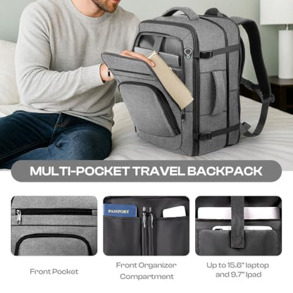Expandable 1-7 Days Travel Backpack,TSA Approved Carry On Backpack - color: Grey, size: 18.4Inch