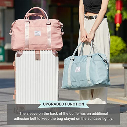 Travel Duffel Bag, Carry On Overnight Weekender Bags for Women - color: A1-Mint Green, size: Large