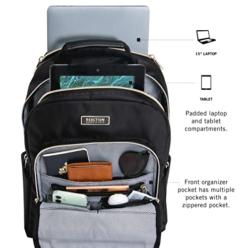 Kenneth Cole REACTION Chelsea 2-Piece Bundle - 20" Chevron Expandable 8-Wheel Carry-On Suitcase & Matching 15" Laptop Backpack, Black - color: Black, size: 2-Piece Bundle (Carry On + Backpack)