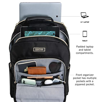 Kenneth Cole REACTION Chelsea 2-Piece Bundle - 20" Chevron Expandable 8-Wheel Carry-On Suitcase & Matching 15" Laptop Backpack, Black - color: Black, size: 2-Piece Bundle (Carry On + Backpack)