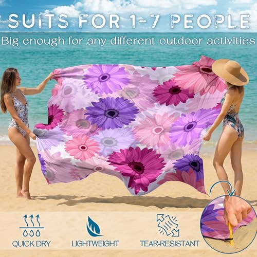 Beach Blanket Waterproof Sandproof 78''X81''/78''X110'' Large Beach Towel - color: Daisy, size: 78''X110"