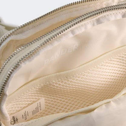 Pander Nylon Fanny Pack Belt Bag for Women with 5 Zipper Pockets - color: White Opal