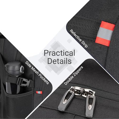 40L Expandable Laptop Travel Backpack With Anti-Theft & Lay-Flat - color: Black, size: 15.6 inches