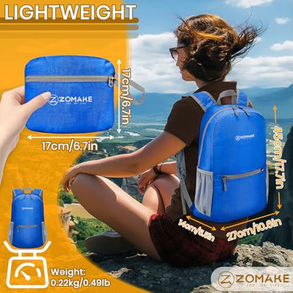 ZOMAKE Lightweight Packable Backpack, Foldable Small Travel Day Pack - color: B-dark Blue 1