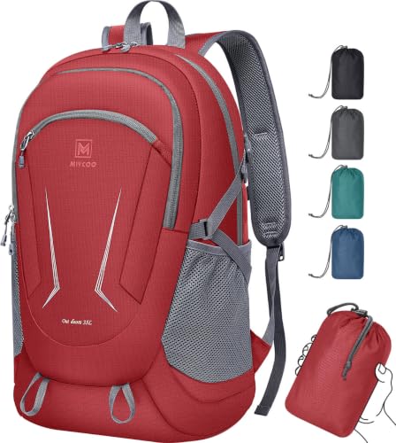 MIYCOO Ultralight Packable Backpack, 35L Waterproof Hiking Daypack - color: Red