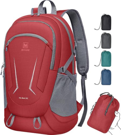 MIYCOO Ultralight Packable Backpack, 35L Waterproof Hiking Daypack - color: Red