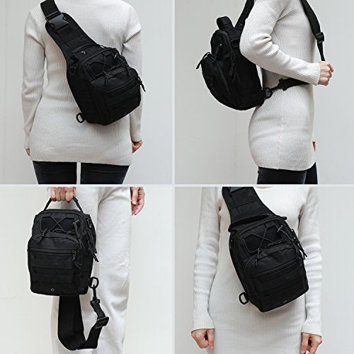 Tactical Shoulder Bag,1000D Outdoor Military Sling Daypack Backpack - color: 1 Pack Black