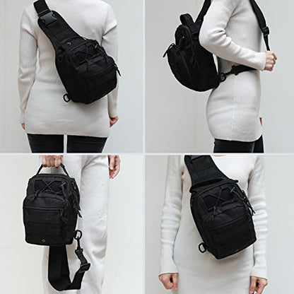 Tactical Shoulder Bag,1000D Outdoor Military Sling Daypack Backpack - color: 1 Pack Black