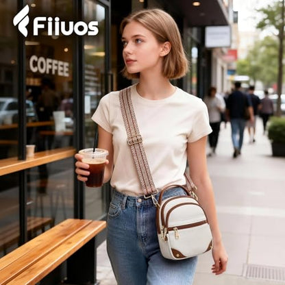 Anti Theft Crossbody Bag for Women RFID Small Purse Travel - color: Beige Brown