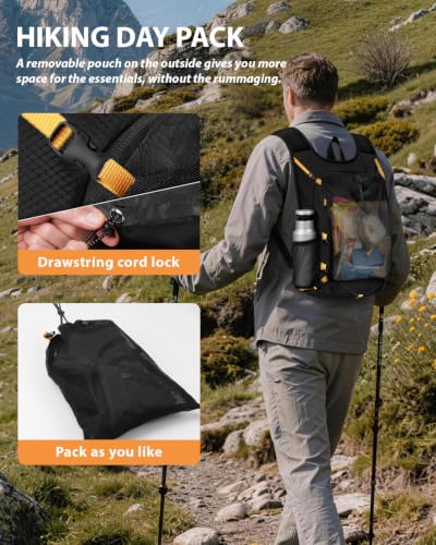 MOKURA 15L Small Hiking Backpack for Men Women, Lightweight Daypack, Black - color: Black