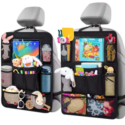 Backseat Car Organizer w/ 10 Storage Pockets 11" Tablet Holder, 2 PCS Black - color: Black