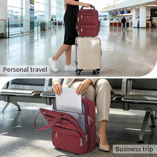 Underseat Carry On Luggage with Wheels, Burgundy, 17" - color: Burgundy