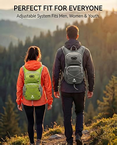 Hydration Hiking Backpack, Water Hiking Backpack, Hydration Backpack with 15l Water Bladder, Runinnng Backpack for Men Women for Cycling Campling - color: Emerald Green