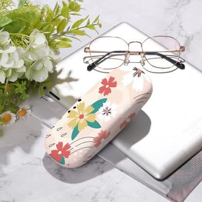 Glasses Case Hard Shell,Portable Protective Eyeglasses Case, Eyeglass Holder Box with Cleaning Cloth,for Women Men - color: Floral Print 2