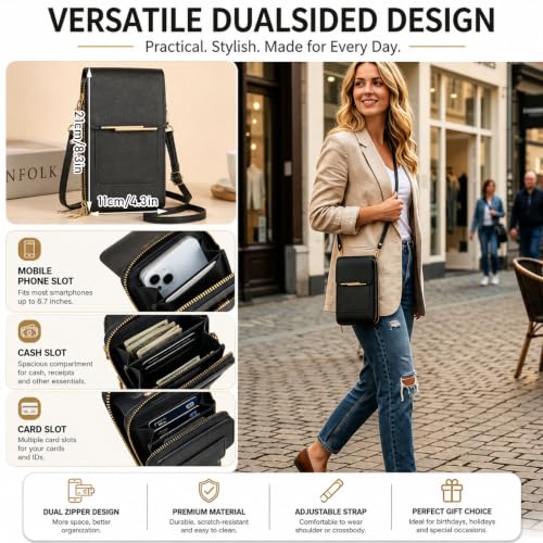 Touchscreen Crossbody Phone Purse for Women, Anti-Theft Phone Bag Wallet
