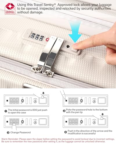 Hanke Top Opening Carry-On - Expandable 16 Inch Airline Approved Spinner - color: Ivory White, size: 16 Inch Expandable