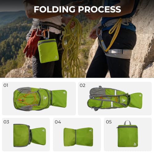 14L Small Hiking Backpack, Packable Travel Daypack for Men Women - color: Green