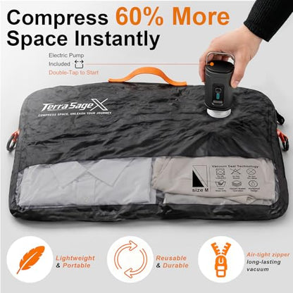 Travel Vacuum Bags with Pump, Space Saver Compression Storage Bags for Luggage & Suitcase, Clear Viewing Window, Reusable Vacuum Seal Bags for Clothes, Bedding & Travel (45L, 1 Pack) - size: 45L