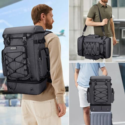 WITZMAN Travel Backpack for Men Women Carry-on Convertible Duffel Backpack - color: Silvery Grey