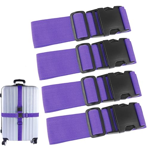 80In Luggage Straps for Suitcase Travel Belt Accessories, 2 Pack Purple - color: 4Pcs Purple