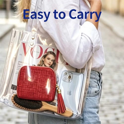 2PCS Small Travel Jewelry Case with Earring Box Mini Jewelry Case - color: 2PCS Red and silver