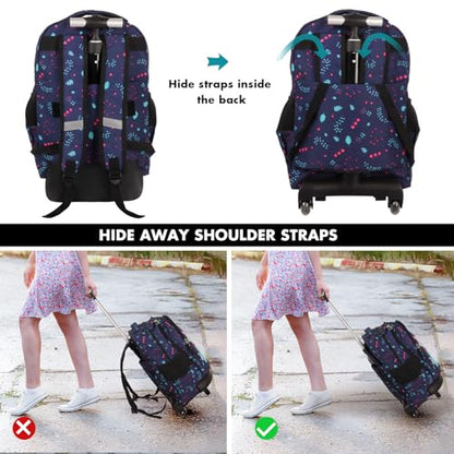 Tilami Rolling Backpack for Boys and Girls,Night cat - color: Night Cat