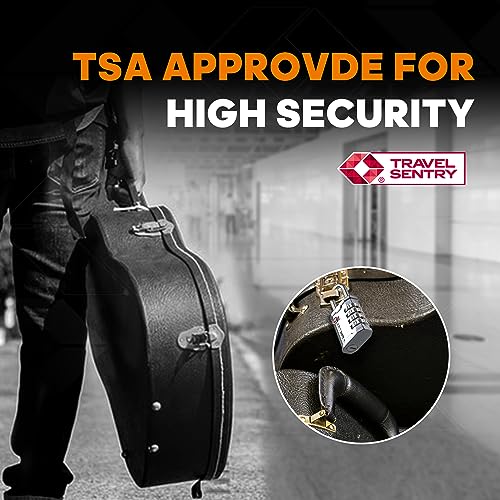 SURE LOCK TSA Accepted 4 Dig Heavy Duty Big Combination Luggage Padlock All Metal Travel Lock for Equipment Hard Case Luggage Gun Case Gym Locker Pelican Vault Lock (1, Silver) - color: Silver 1