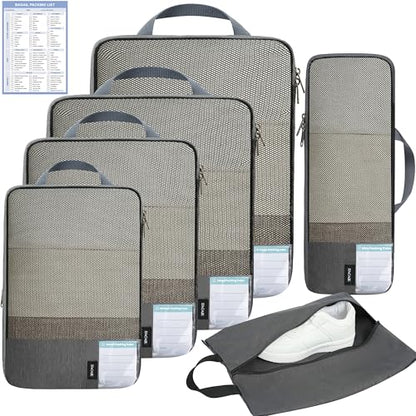 BAGAIL Lightweight Compression Packing Cubes for Travel, 6 Set, Dark Grey - color: Dark Grey
